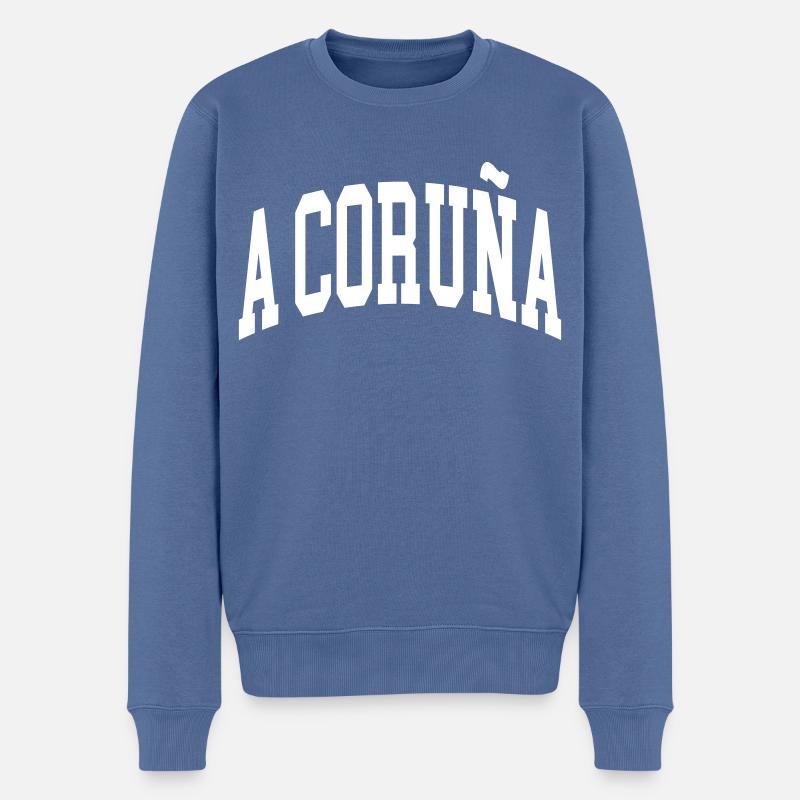 A Coruña - Männer Premium Bio Pullover - Taubenblau