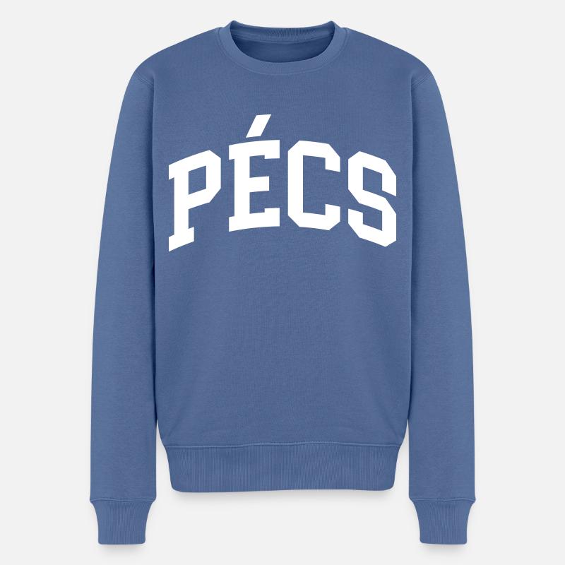 Pécs - Männer Premium Bio Pullover - Taubenblau