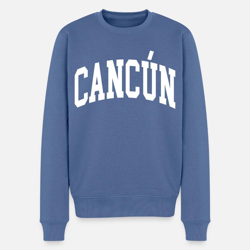 Cancún - Männer Premium Bio Pullover - Taubenblau