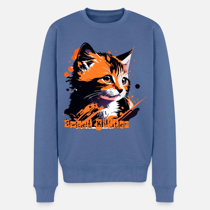 Petit chaton, chat tigré - Pull Premium bio Homme - bleu pigeon