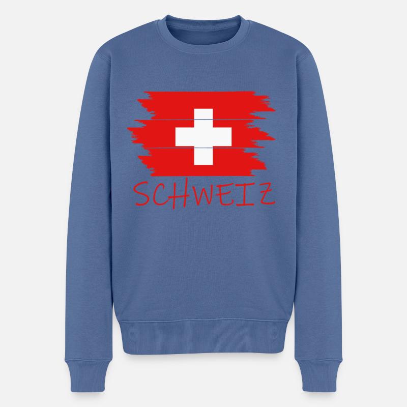 Schweiz - Männer Premium Bio Pullover - Taubenblau