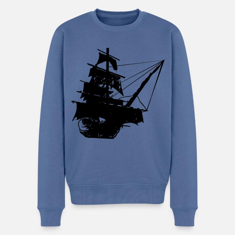 Piratenschiff - Männer Premium Bio Pullover - Taubenblau