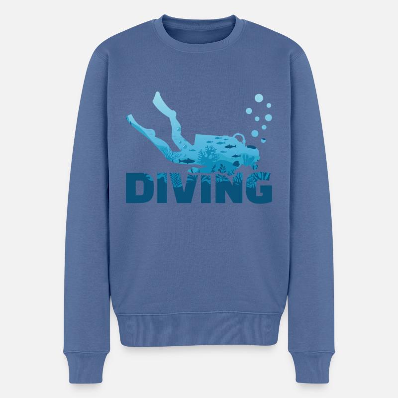 Tauchen T-Shirt Tauchen Taucher - Männer Premium Bio Pullover - Taubenblau