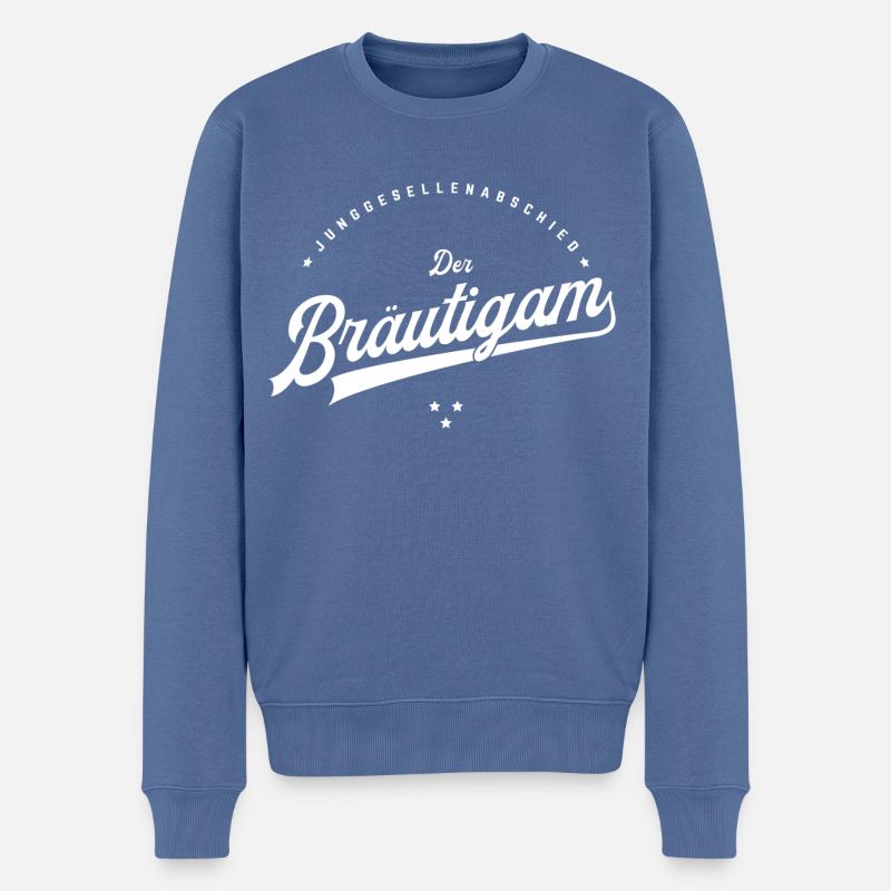 Junggesellenabschied Baseball Style Der Bräutigam - Männer Premium Bio Pullover - Taubenblau