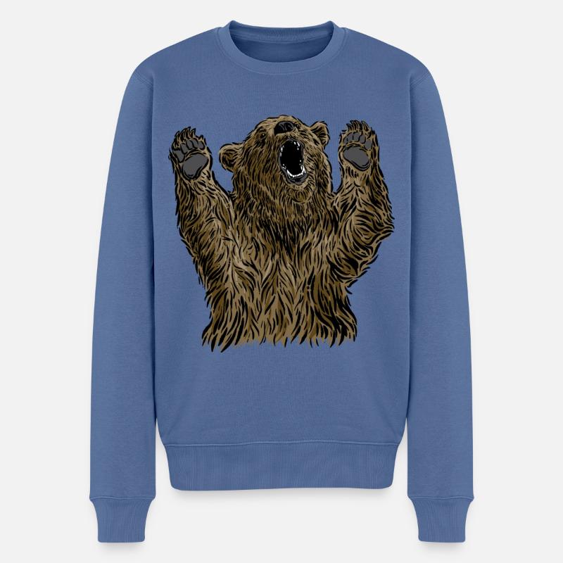 Braunbär Kopf Bär Motiv für Braunbären Team oder - Männer Premium Bio Pullover - Taubenblau