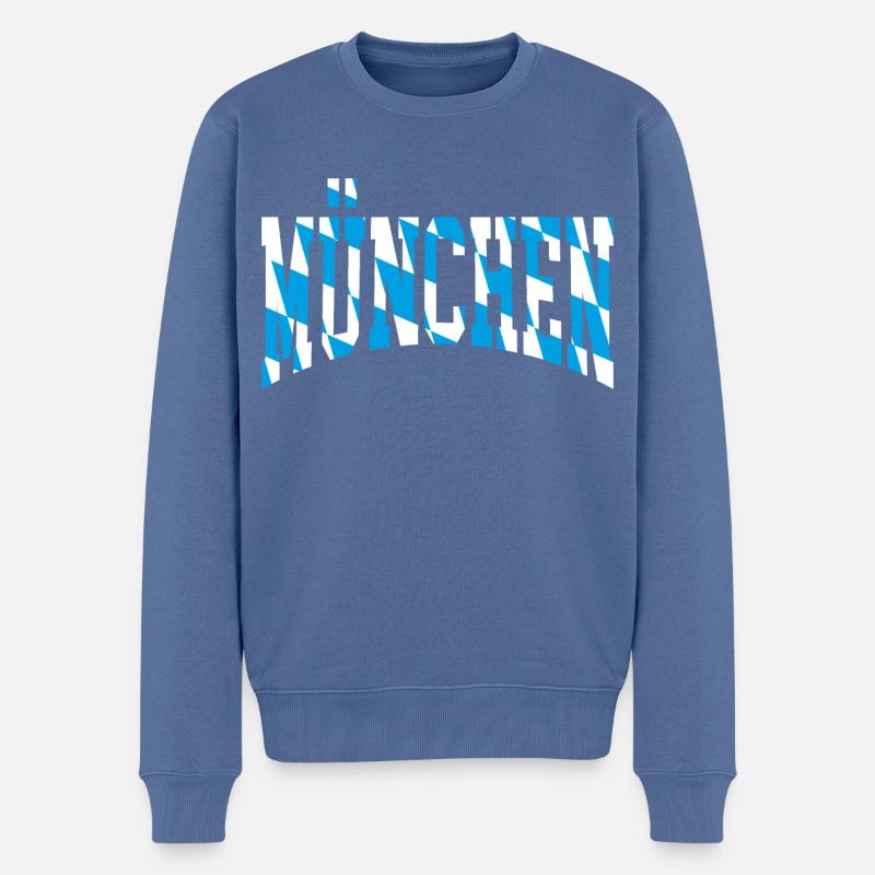 München - Männer Premium Bio Pullover - Taubenblau