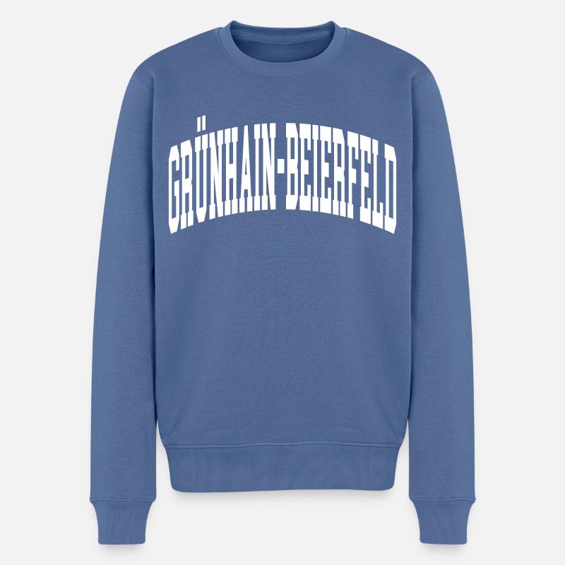 Grünhain-Beierfeld - Männer Premium Bio Pullover - Taubenblau
