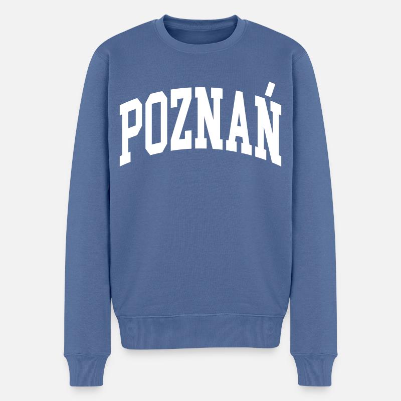 Poznań - Männer Premium Bio Pullover - Taubenblau