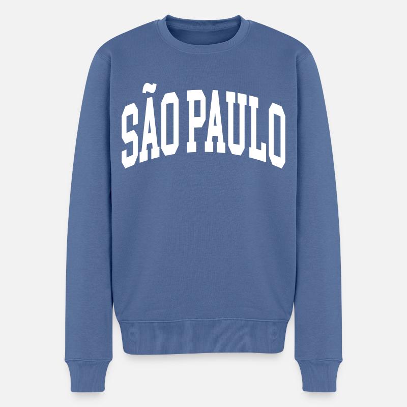 Sao Paulo - Pull Premium bio Homme - bleu pigeon