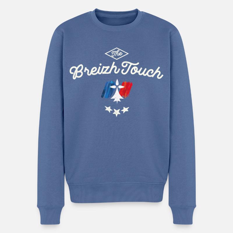 Breizh-Berührung - Männer Premium Bio Pullover - Taubenblau