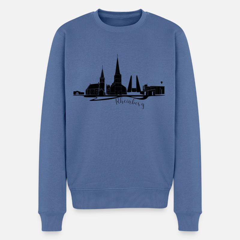 Minimalist Stadt skyline Silhouette Rheinberg - Männer Premium Bio Pullover - Taubenblau