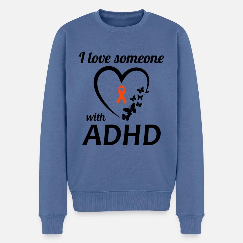 ADHS-Bewusstsein - Männer Premium Bio Pullover - Taubenblau