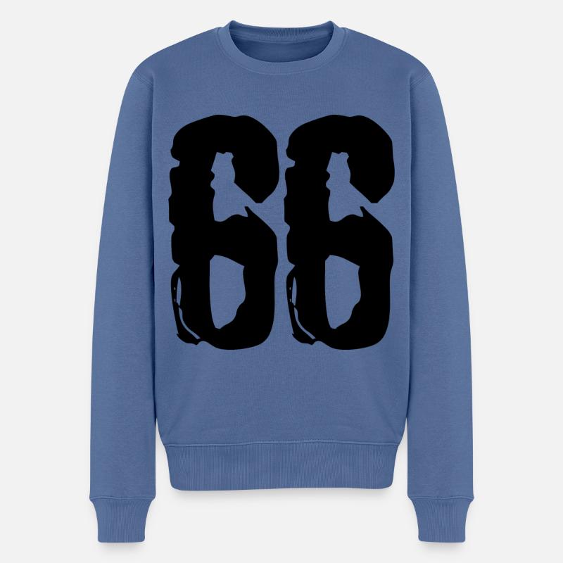 66 Zahl Trikot - Männer Premium Bio Pullover - Taubenblau