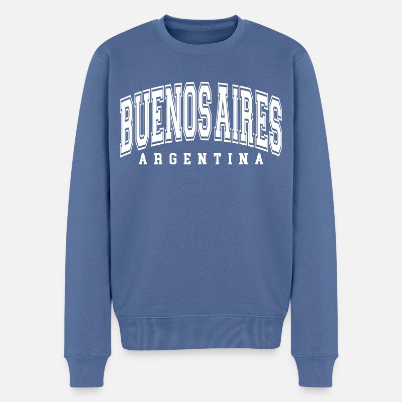 Buenos Aires - Männer Premium Bio Pullover - Taubenblau