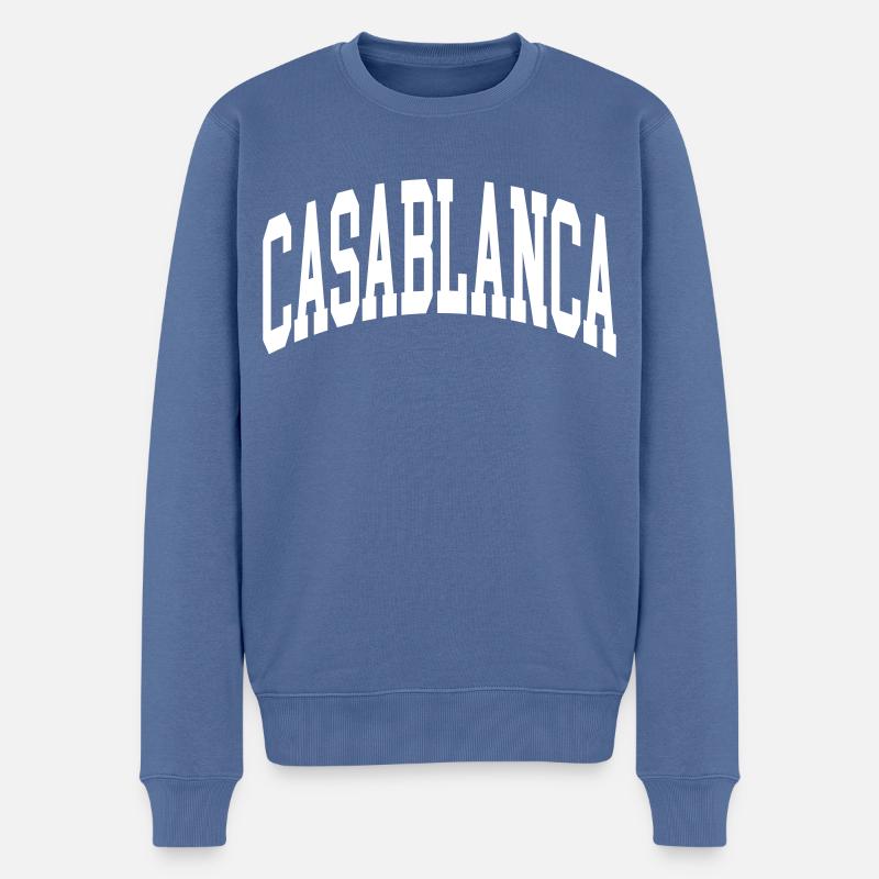 Casablanca - Männer Premium Bio Pullover - Taubenblau