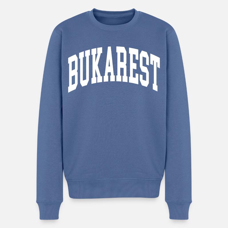 Bukarest - Männer Premium Bio Pullover - Taubenblau