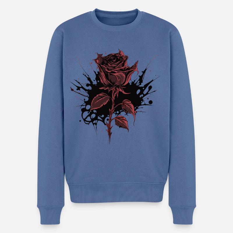 Rose rouge gothique gothique - Pull Premium bio Homme - bleu pigeon