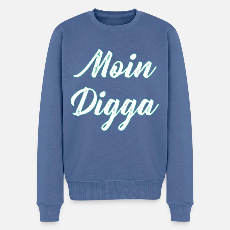 Moin Digga - Männer Premium Bio Pullover - Taubenblau