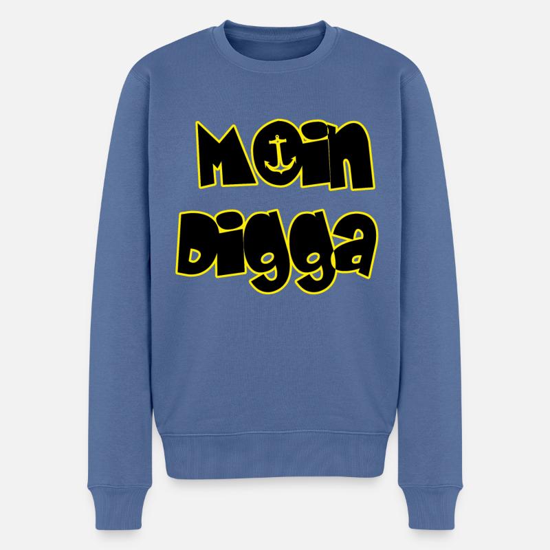 Moin Digga - Männer Premium Bio Pullover - Taubenblau