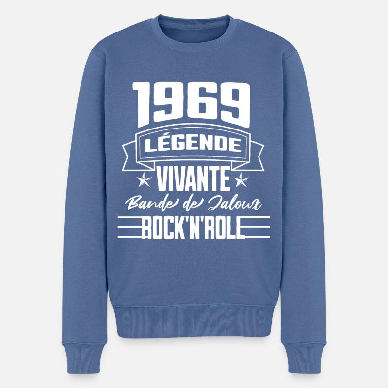 1969 Lebende Legende, Rock'n'Roll BLC - Männer Premium Bio Pullover - Taubenblau