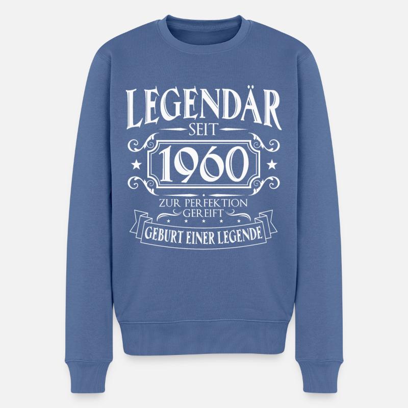 1960 Geburtstag Geschenk 60 Jahre Legende - Männer Premium Bio Pullover - Taubenblau