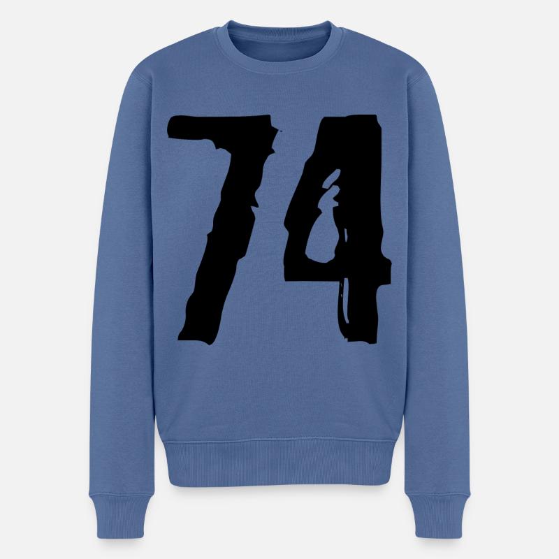 74 Zahl Trikot - Männer Premium Bio Pullover - Taubenblau