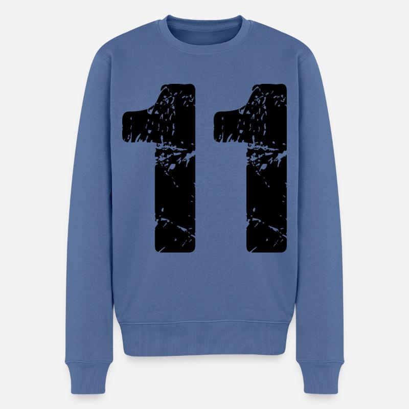 11 Zahl Trikot - Männer Premium Bio Pullover - Taubenblau