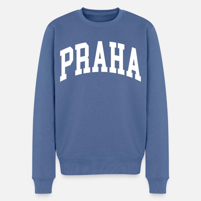 Prag - Männer Premium Bio Pullover - Taubenblau