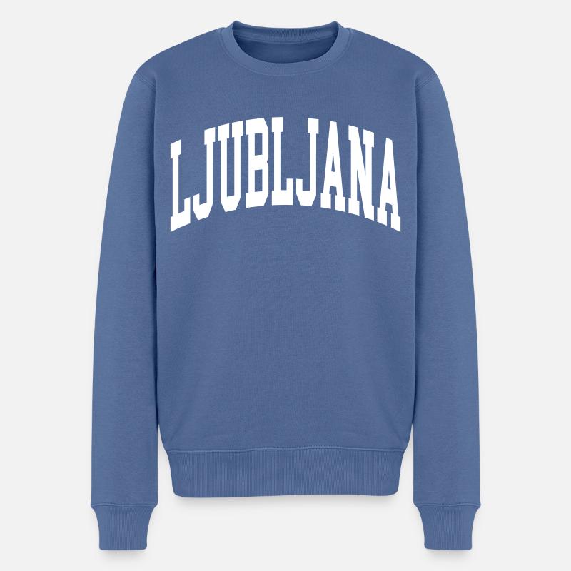Ljubljana - Männer Premium Bio Pullover - Taubenblau