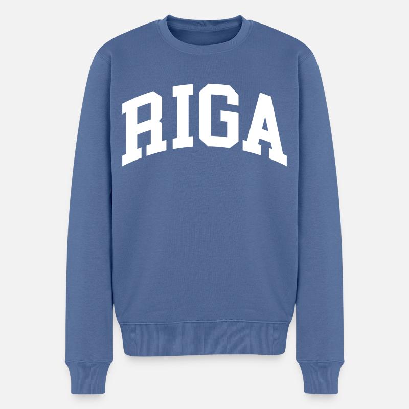 Riga - Männer Premium Bio Pullover - Taubenblau