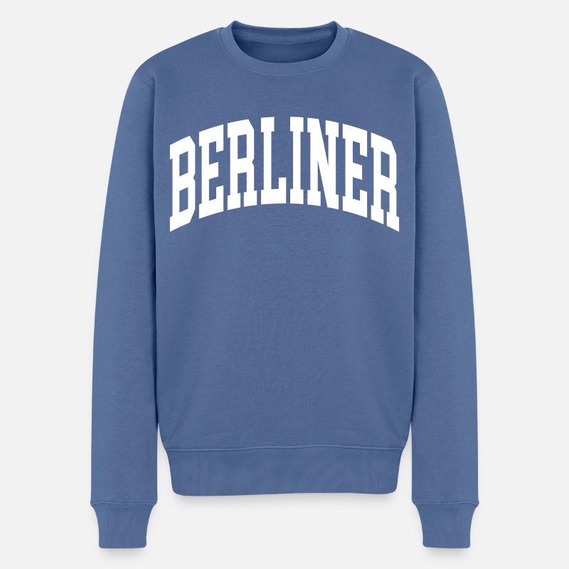Berliner - Männer Premium Bio Pullover - Taubenblau