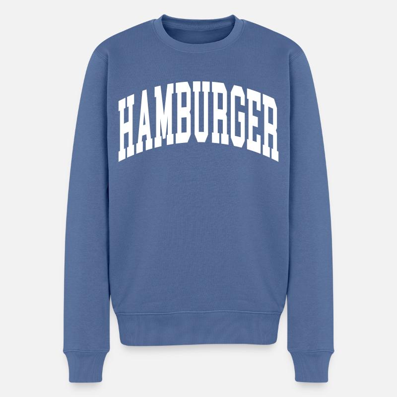 Hamburger - Pull Premium bio Homme - bleu pigeon