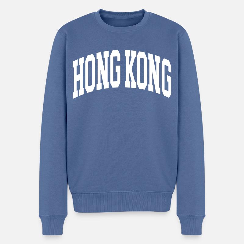 Hongkong - Männer Premium Bio Pullover - Taubenblau