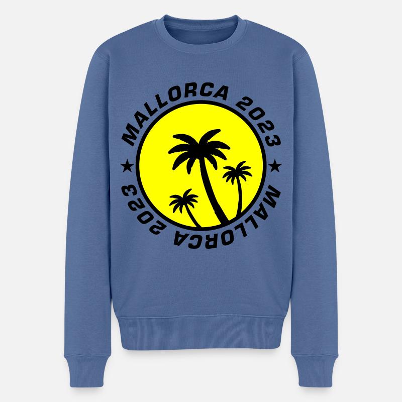 Majorque 2023 Palm - Pull Premium bio Homme - bleu pigeon