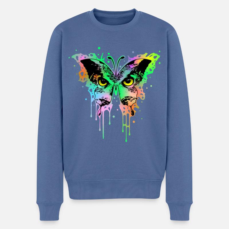 Hibou Papillon 1 - Pull Premium bio Homme - bleu pigeon