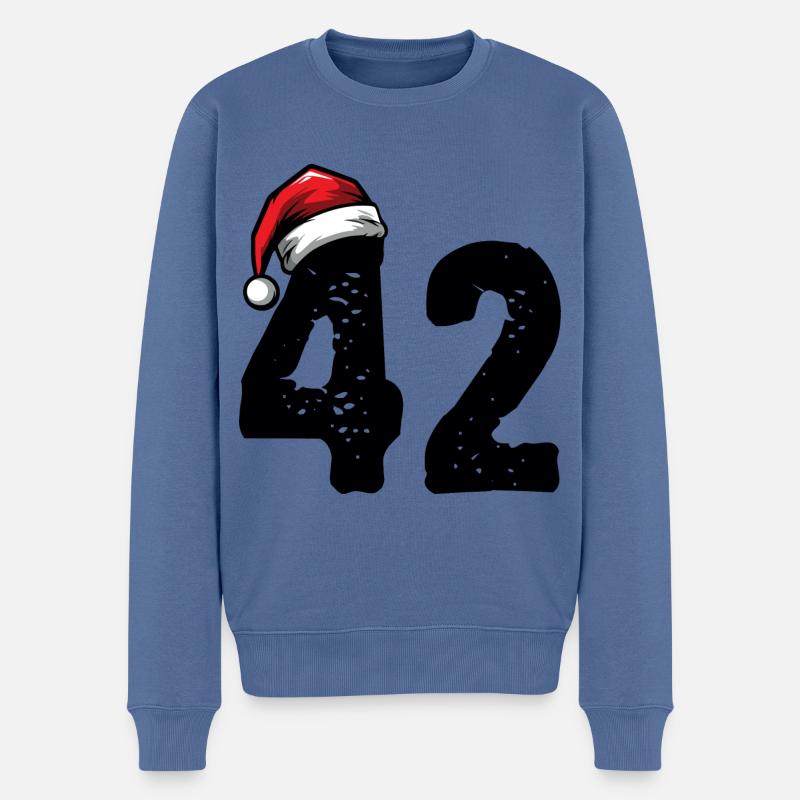 42 Numéro Noël - Pull Premium bio Homme - bleu pigeon