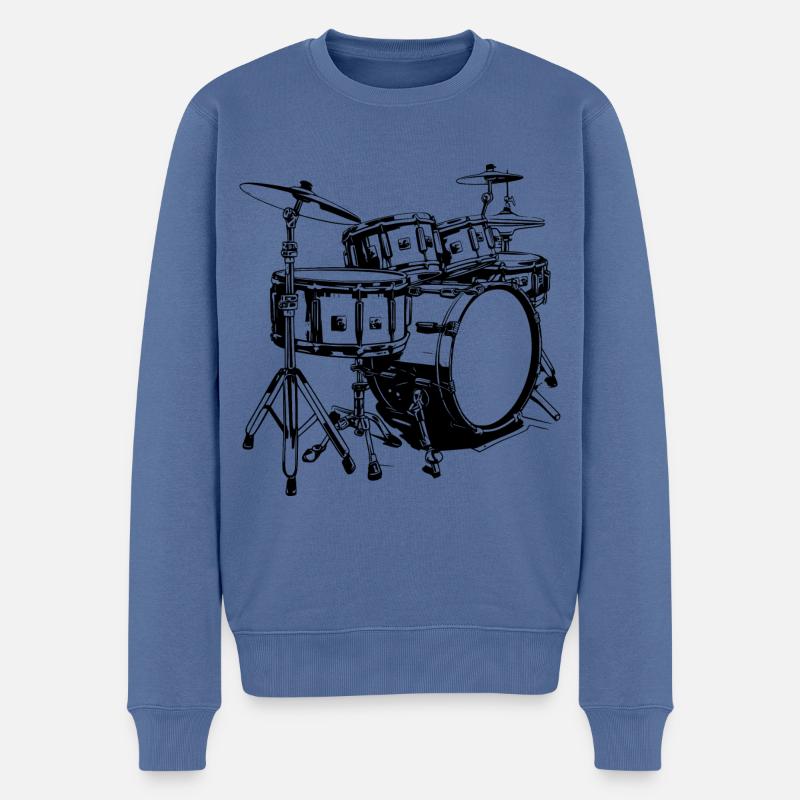 Percussion - Pull Premium bio Homme - bleu pigeon