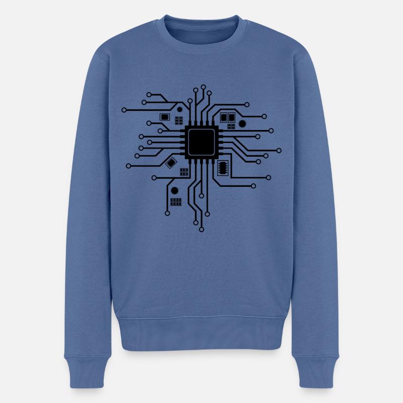 PC processeur de puce cardiaque - Pull Premium bio Homme - bleu pigeon