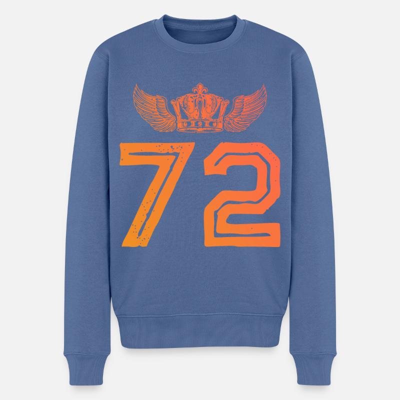 72 Couronne numérique - Pull Premium bio Homme - bleu pigeon