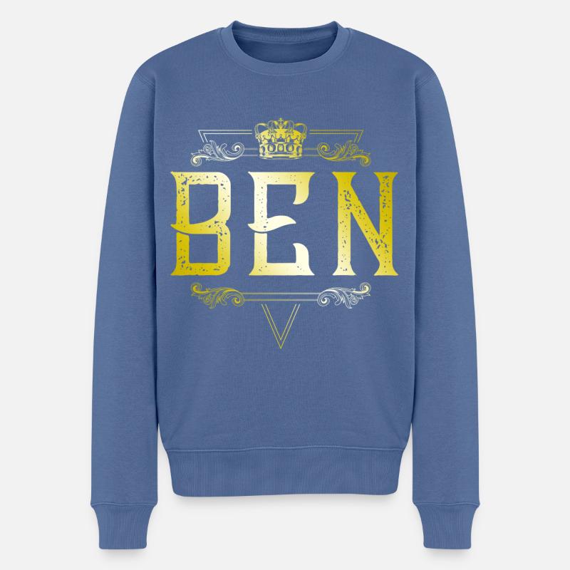Ben - Männer Premium Bio Pullover - Taubenblau