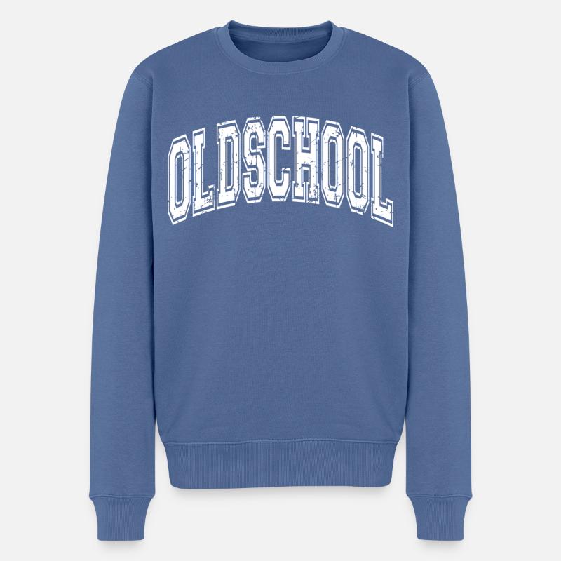 Oldschool - Männer Premium Bio Pullover - Taubenblau