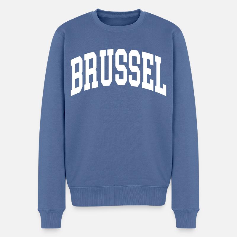 Brüssel - Männer Premium Bio Pullover - Taubenblau