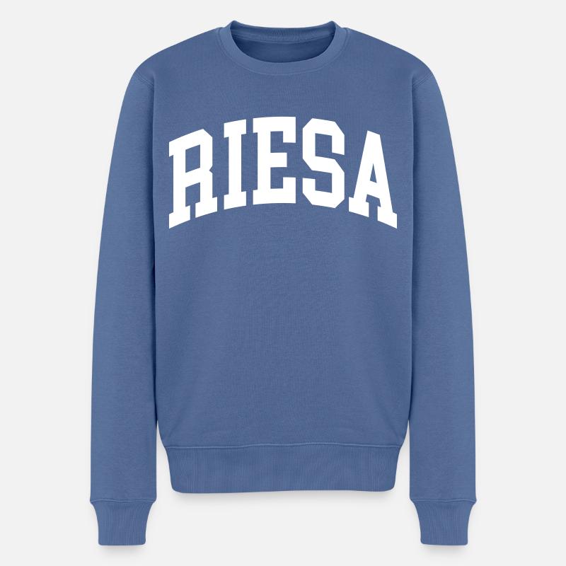 Riesa - Männer Premium Bio Pullover - Taubenblau