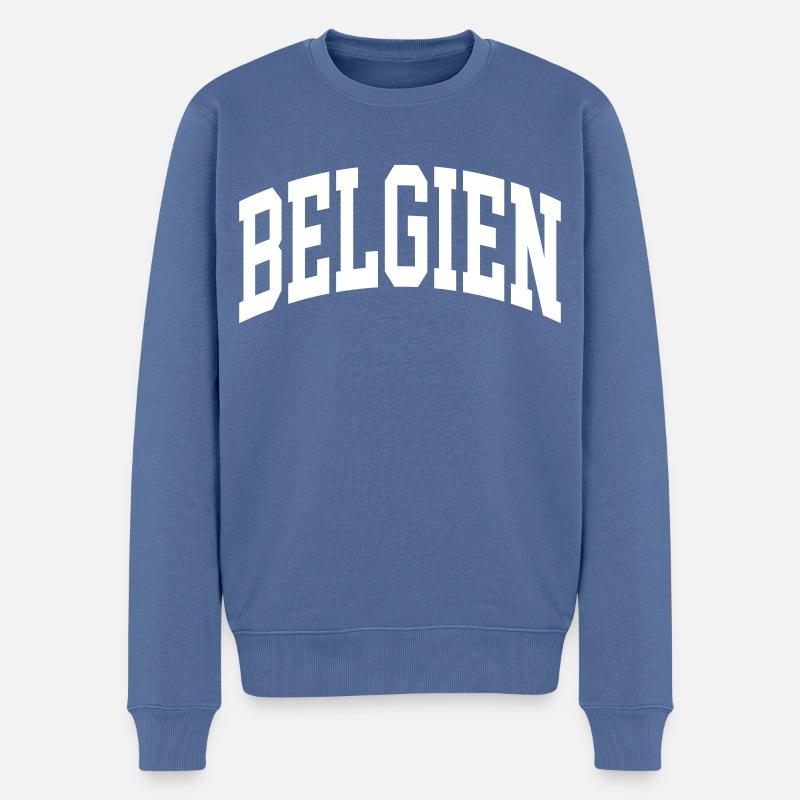 Belgien - Männer Premium Bio Pullover - Taubenblau