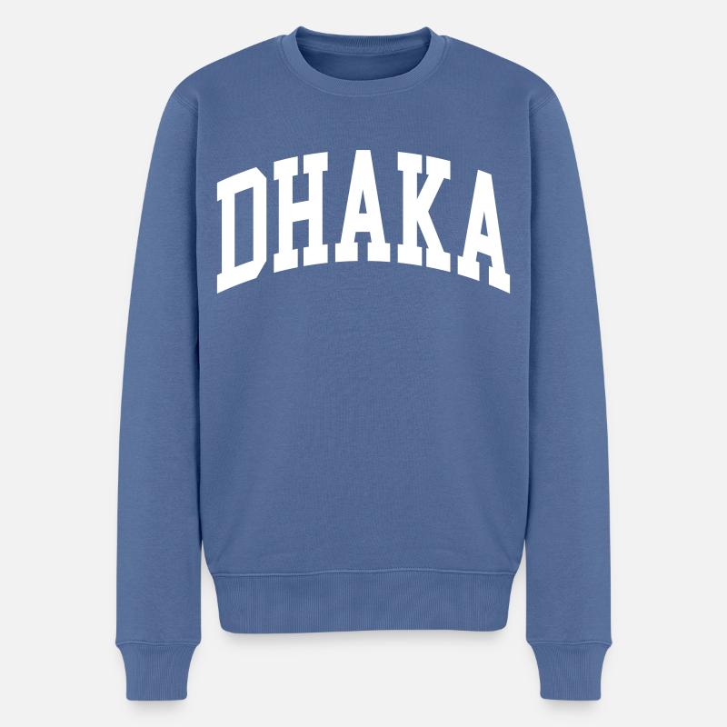 Dhaka - Männer Premium Bio Pullover - Taubenblau