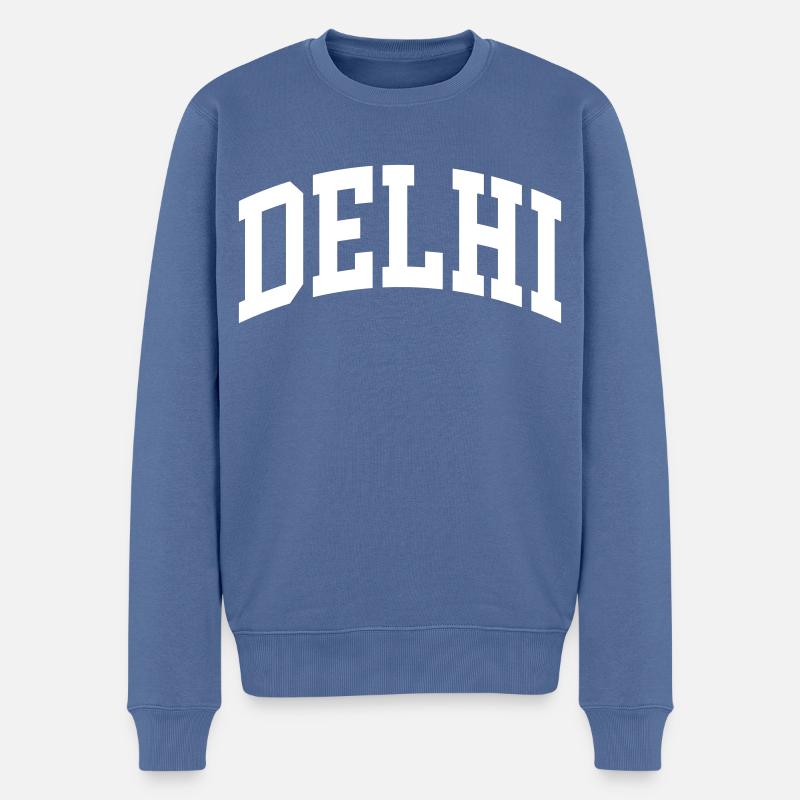 Delhi - Männer Premium Bio Pullover - Taubenblau