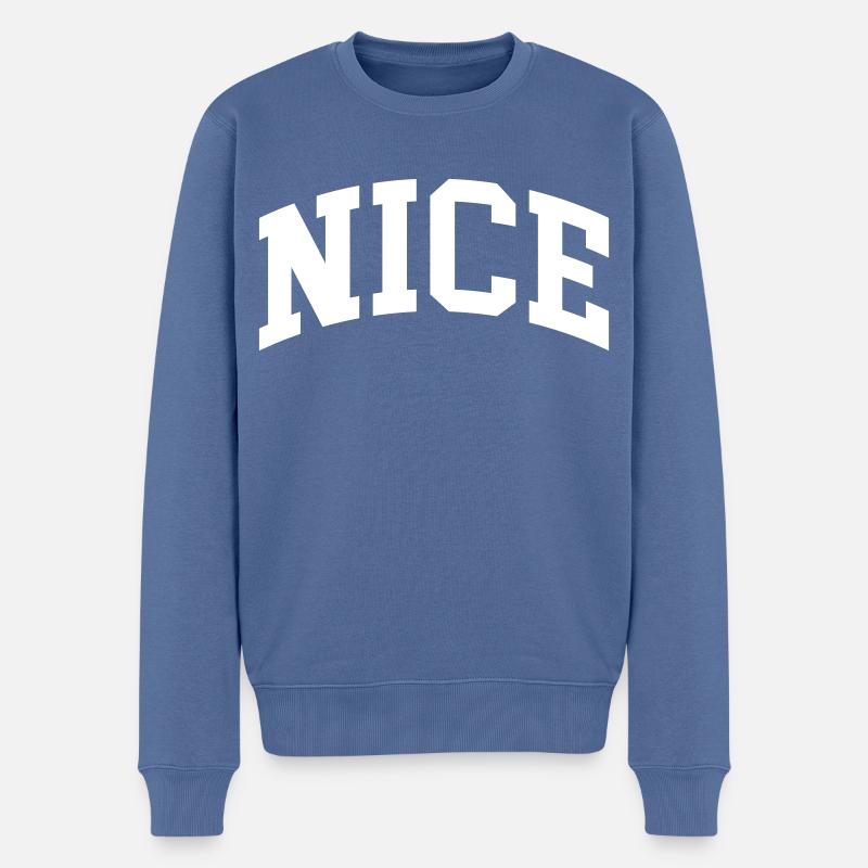 Nizza - Männer Premium Bio Pullover - Taubenblau