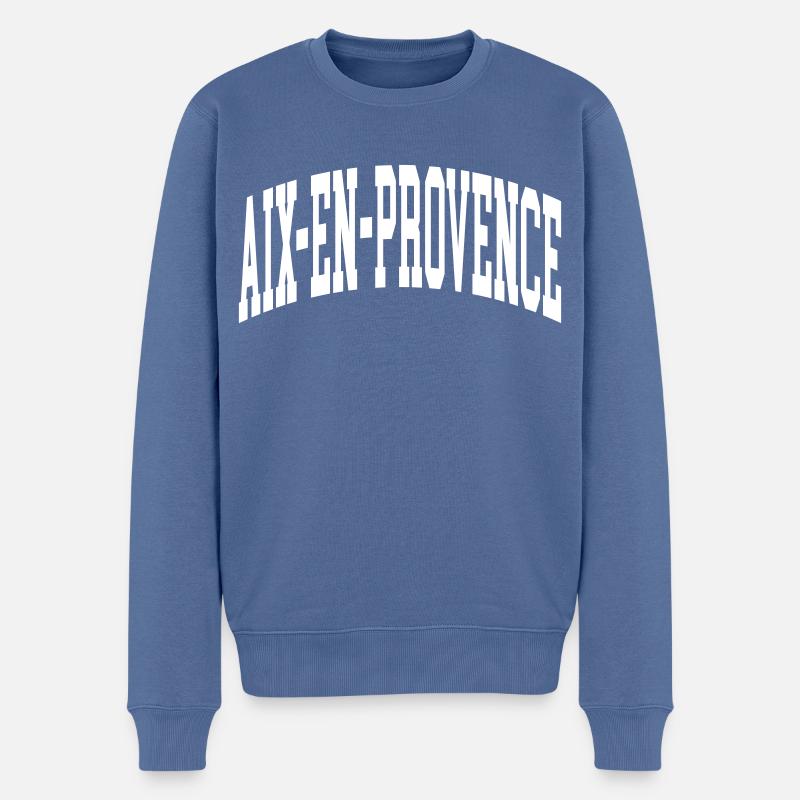 Aix-en-Provence - Männer Premium Bio Pullover - Taubenblau