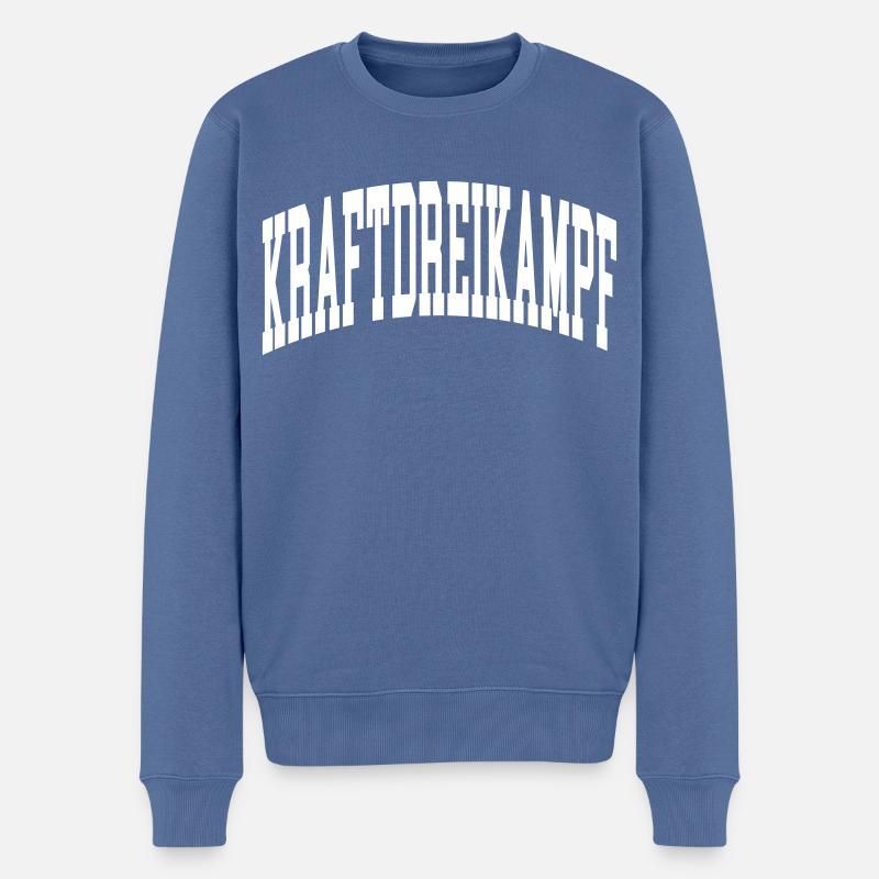 Kraftdreikampf - Männer Premium Bio Pullover - Taubenblau
