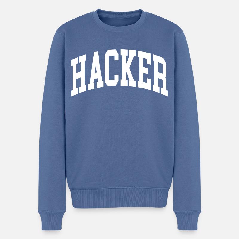 Hacker - Pull Premium bio Homme - bleu pigeon